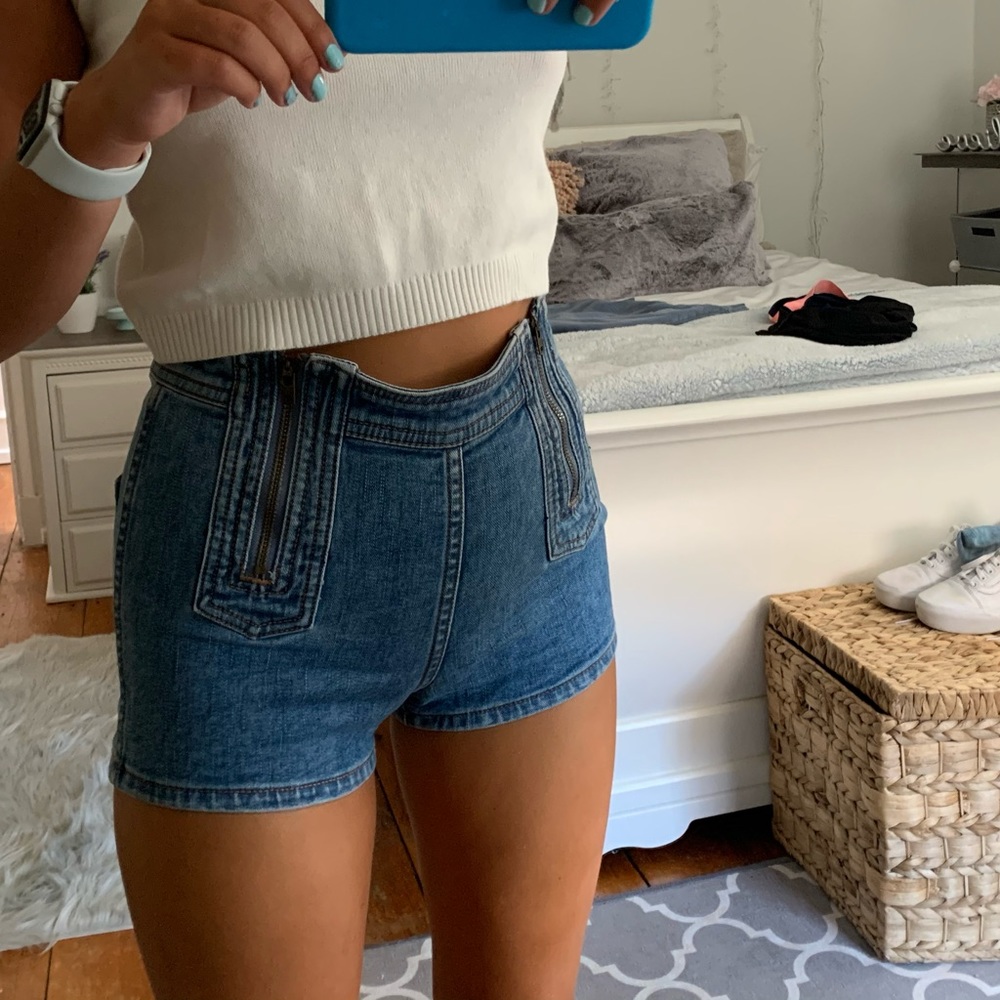 Free people jeans zip up shorts
